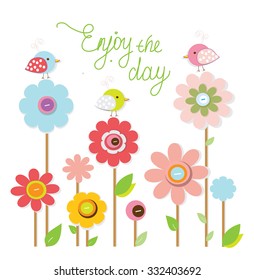 beautiful floral background with birds which you can use to print on fabric, t-shirt, pillow