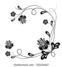 Beautiful floral background in black and white with place for your text.