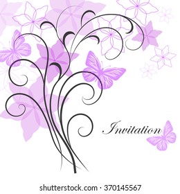 Beautiful floral background with butterflies for greeting card or invitation design.