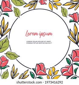 Beautiful floral background with circle frame