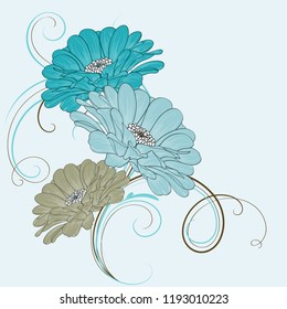 Beautiful floral background in the form of a frame with flowers of zinnia.