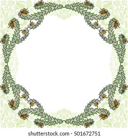 Beautiful floral background with frame. Vector illustration.