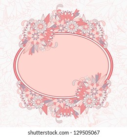 Beautiful floral background with framed text box. Vector illustration