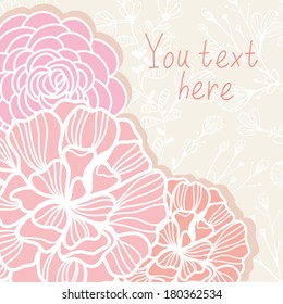 Beautiful  floral background with roses. Vintage stylish cute design invitation with place for text.