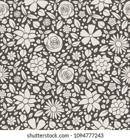 Beautiful floral background - seamless pattern with hand drawn flowers. Mother's Day, Woman's Day and Valentine's Day. Vector.