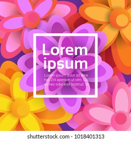Beautiful Floral Background Spring Graphic Design With Colorful Flowers Banner With Copy Space Flat Vector Illustration