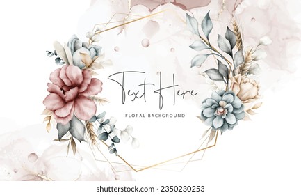 beautiful floral background with vintage watercolor flower and leaves