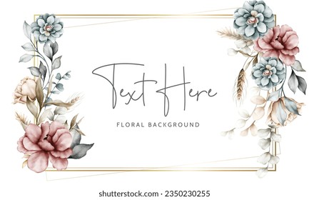 beautiful floral background with vintage watercolor flower and leaves