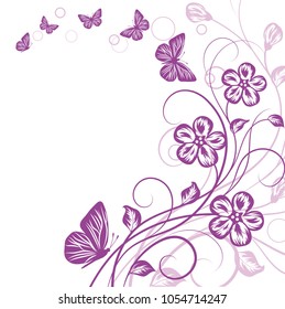 Beautiful floral background in violet color with place for your text.