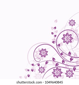 Beautiful floral background in violet colors. Vector illustration