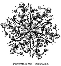 Beautiful floral black and white ornament