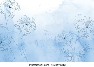 beautiful floral blue watercolor vector and image