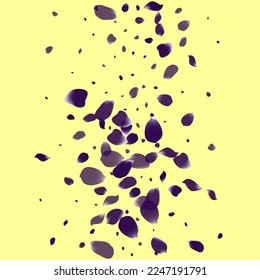 Beautiful Floral Blur Vector Yellow Background. Fly Petal Frame. Purple Flower Magenta Banner. Yellow Tulip Dutch Yellow.