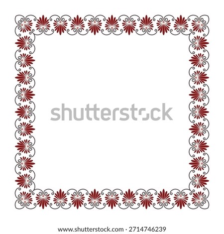 Beautiful floral Border square frame. Classic Endless pattern frame border Roman Empire. Square decorative frame. Seamless classic Greek ornament. Typical egyptian, assyrian and greek motives