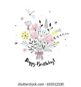 beautiful floral bouquet, congratulatory design