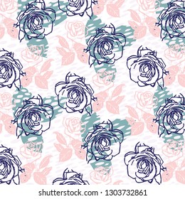 Beautiful floral bouquet, watercolor floral pattern.