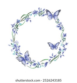 Beautiful floral butterfly garland circular frame