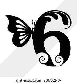 Beautiful floral butterfly numbers design