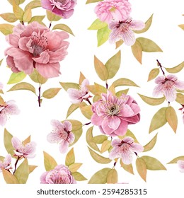 a beautiful floral cherry blossom seamless pattern