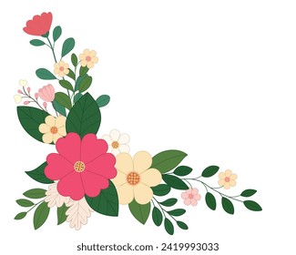 Beautiful floral corner frame graphic element design for decoration.