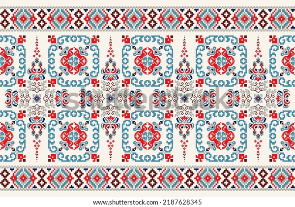 Beautiful\
floral cross stitch pattern.geometric ethnic oriental pattern\
traditional background.Aztec style abstract vector\
illustration.design for\
texture,fabric,clothing,wrapping,decoration,carpet.