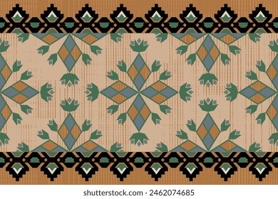 Beautiful floral cross-stitch embroidery.geometric ethnic oriental pattern traditional background.Aztec style abstract. design for texture,fabric,clothing,wrapping,decoration,carpe