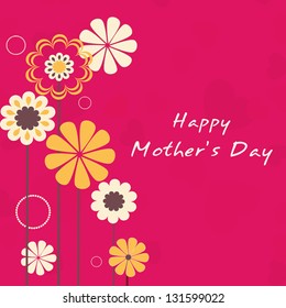 Beautiful floral decorated background, banner or flyer for Happy Mothers Day celebration.