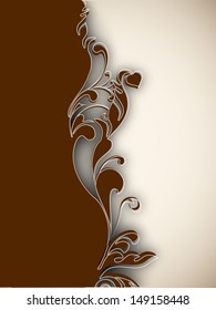 Beautiful floral decorated background with hearts, love concept. 