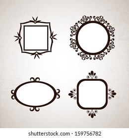 Beautiful floral decorated frame on grey background.