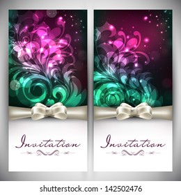 Beautiful floral decorated invitation card.