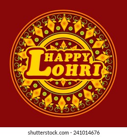 Beautiful floral decorated rangoli for Punjabi festival, Happy Lohri celebration.