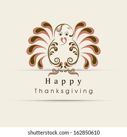 Beautiful floral decorated turkey bird for Happy Thanksgiving Day celebration, can be use as flyer, banner or poster. 