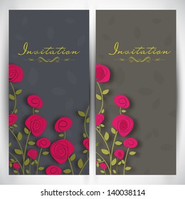 Beautiful floral decorated wedding invitation cards.