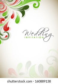 Beautiful floral decorated wedding invitation card. 