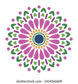 Beautiful Floral Decoration Ornament. Flower Mandala. Nature Mosaic. Vector.
