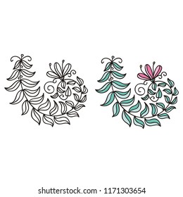 Beautiful floral decorative element. Vector illustration
