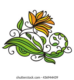Beautiful floral decorative element. Vector illustration.