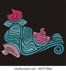 Beautiful floral decorative element. Vector illustration.