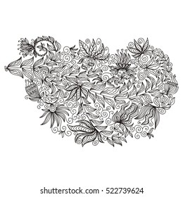 Beautiful floral decorative element. Vector illustration.