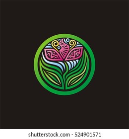 Beautiful floral decorative element. Vector illustration.