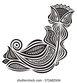 Beautiful floral decorative element. Vector illustration.