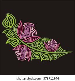 Beautiful floral decorative element. Vector illustration.