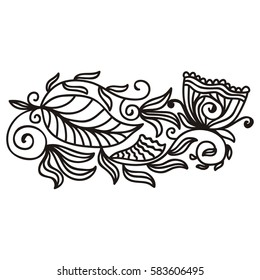 Beautiful floral decorative element. Vector illustration.