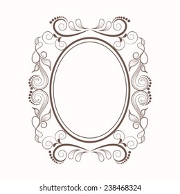 Beautiful floral design decorated blank frame in oval shape.