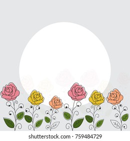 Beautiful floral design decorated circular frame and space for your text.
