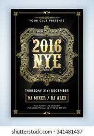 Beautiful floral design decorated Flyer, Banner or Pamphlet design for 2016, Happy New Year Eve celebration.