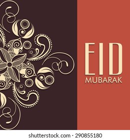 Beautiful floral design decorated greeting card in two colors for Muslim community festival, Eid celebration.