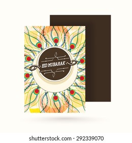 Beautiful floral design decorated greeting card with envelope for holy festival of Muslim community, Eid Mubarak celebration.