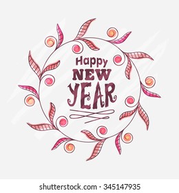Beautiful floral design decorated greeting card for Happy New Year celebration.