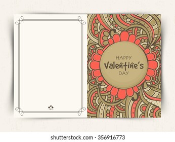 Beautiful floral design decorated greeting card for Happy Valentine's Day celebration.